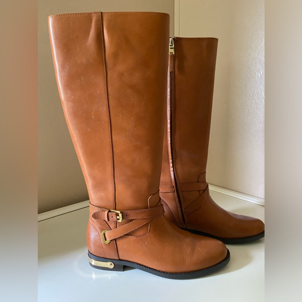 Ralph Lauren Jakayla Womens Burnished Leather Riding Boots Polo Tan  Size 6